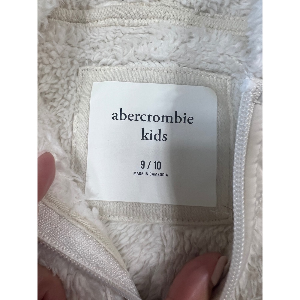 Abercrombie Kids Cream Sherpa Quarter Zip Hoodie Fleece Sweatshirt 9/10 - Picture 5 of 5